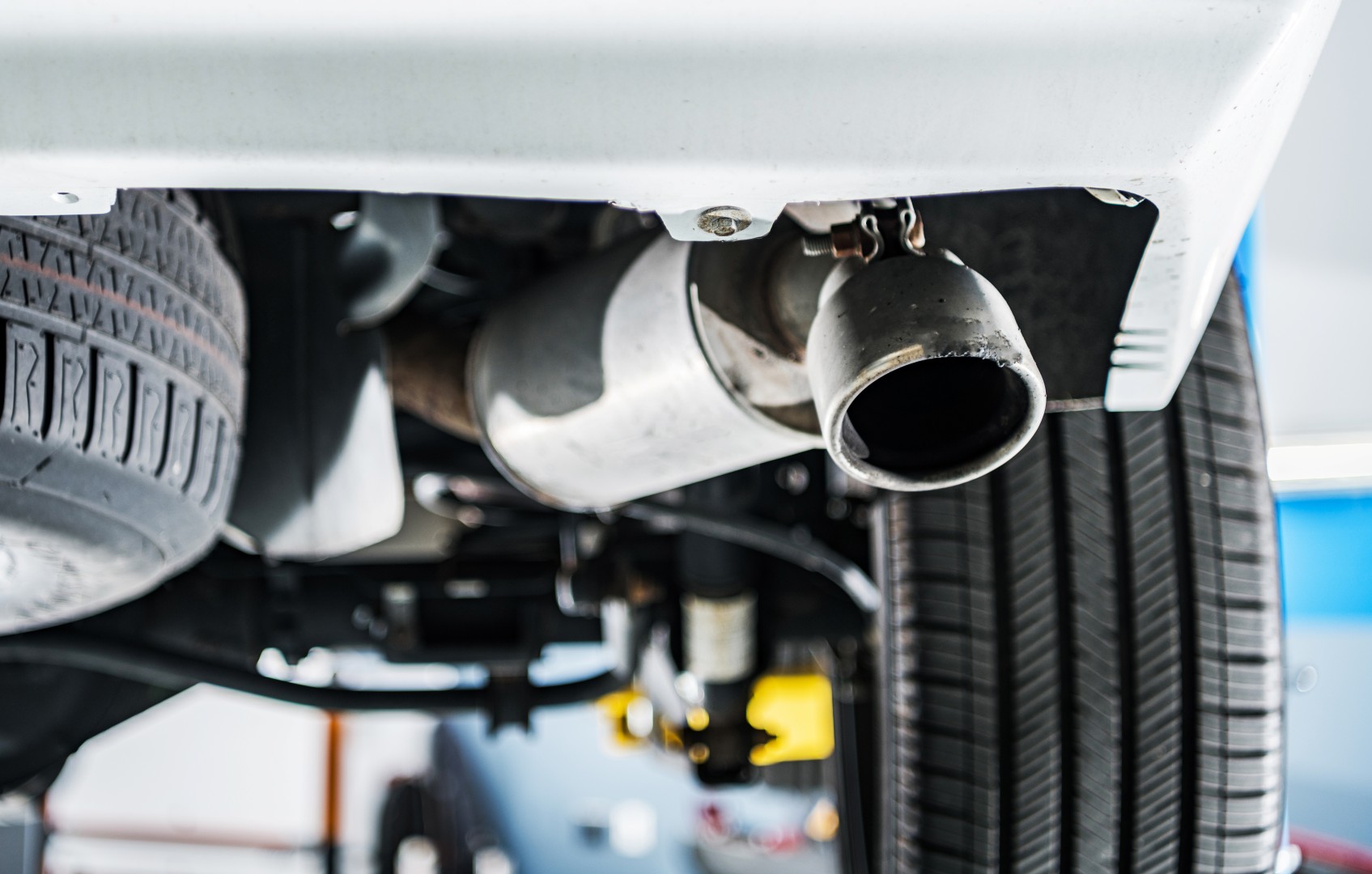 Car Muffler Pipe End Close Up.